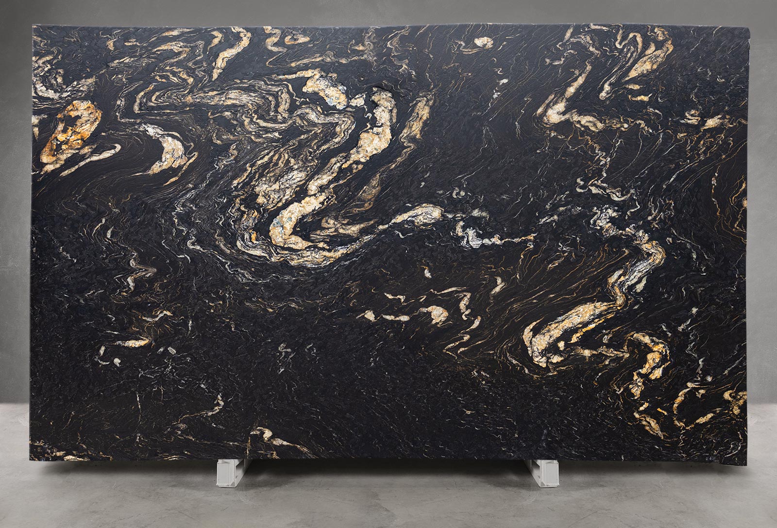 Titanium Gold Granite Leathered Slab Block 1462